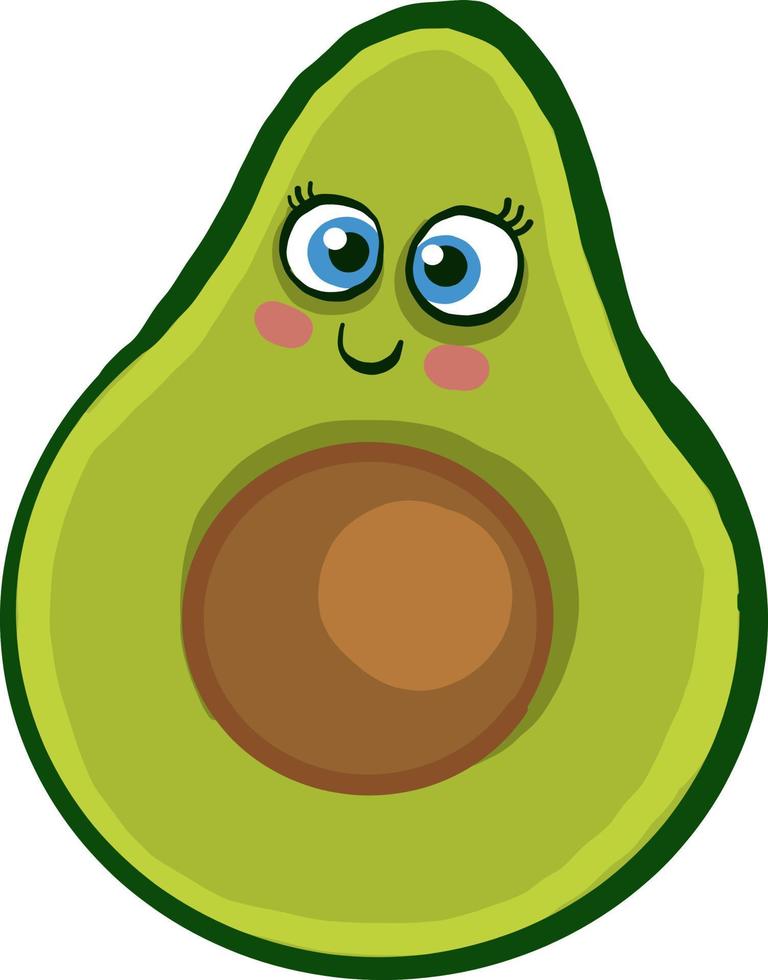 gelukkig avocado, illustratie, vector Aan wit achtergrond.