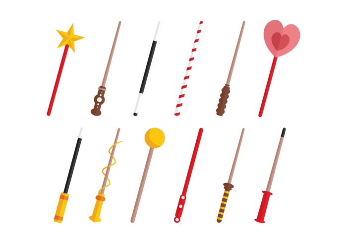 Magic Stick Flat Icons vector