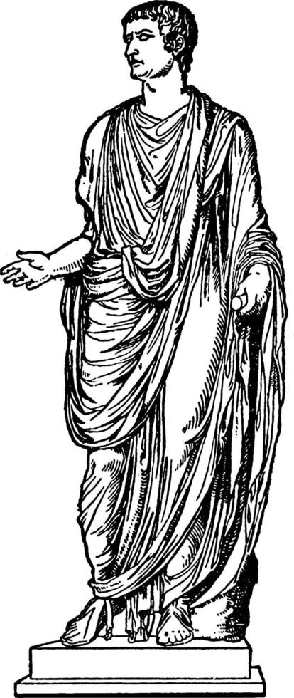 keizer tiberius vervelend een toga, wijnoogst illustratie vector