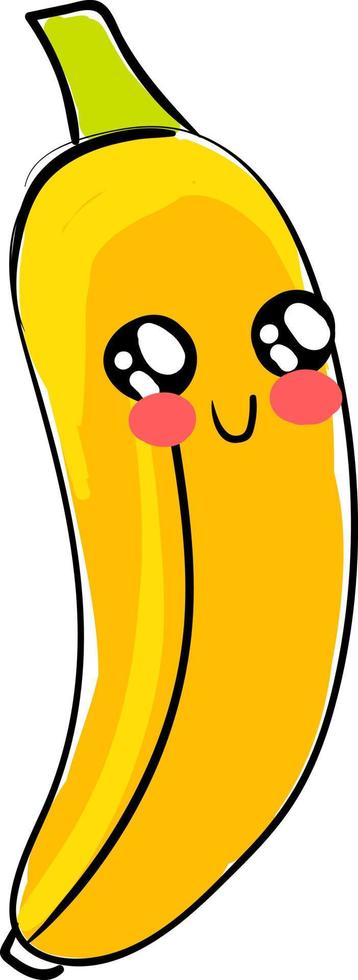 schattig banaan, illustratie, vector Aan wit achtergrond.