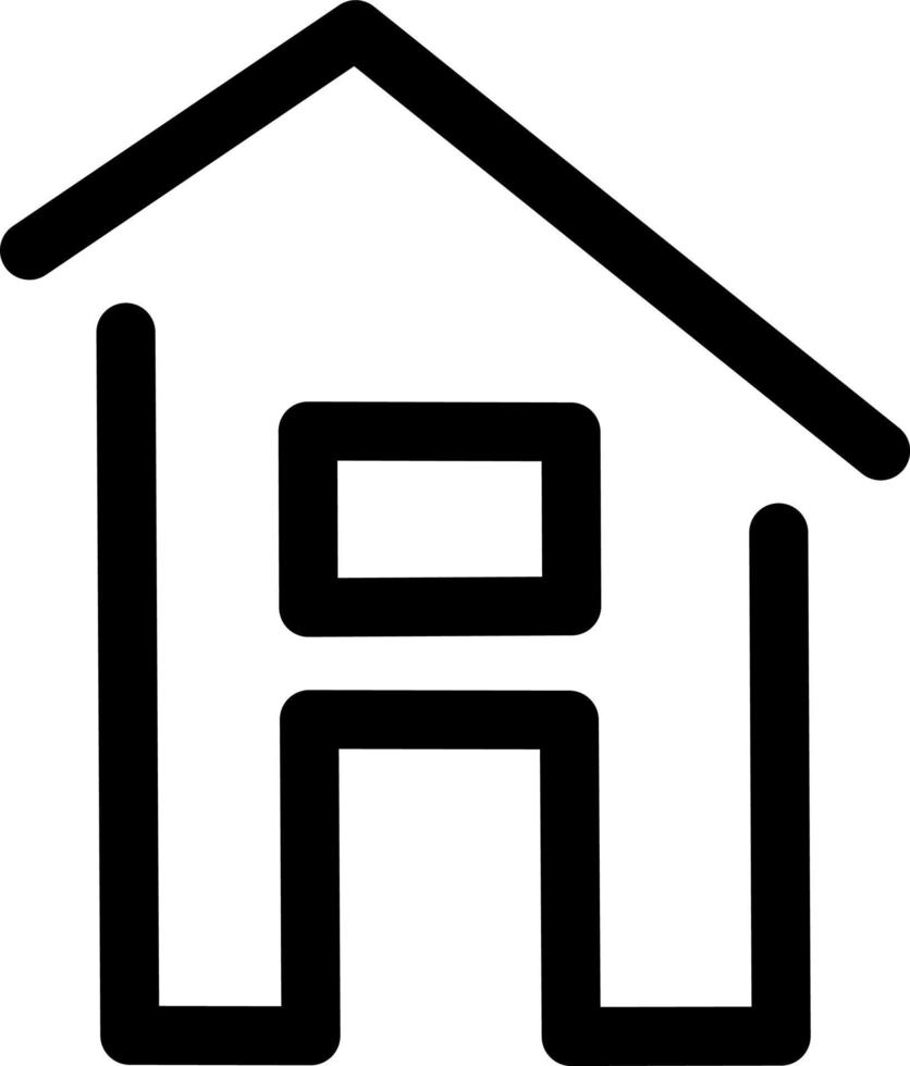 huis met deur en venster in de midden, icoon illustratie, vector Aan wit achtergrond