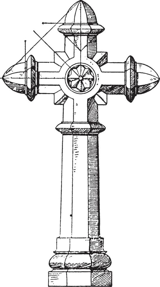 graniet kruis , eigenaren, wijnoogst gravure. vector