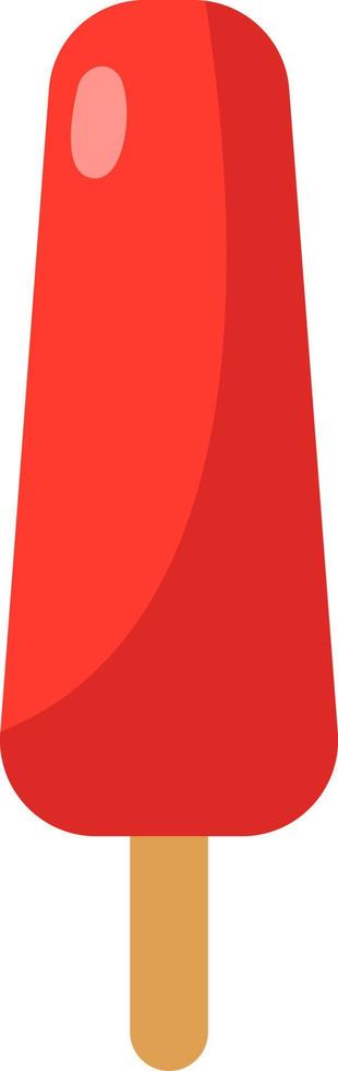 rood sappig ijs room Aan stok, illustratie, vector Aan een wit achtergrond.