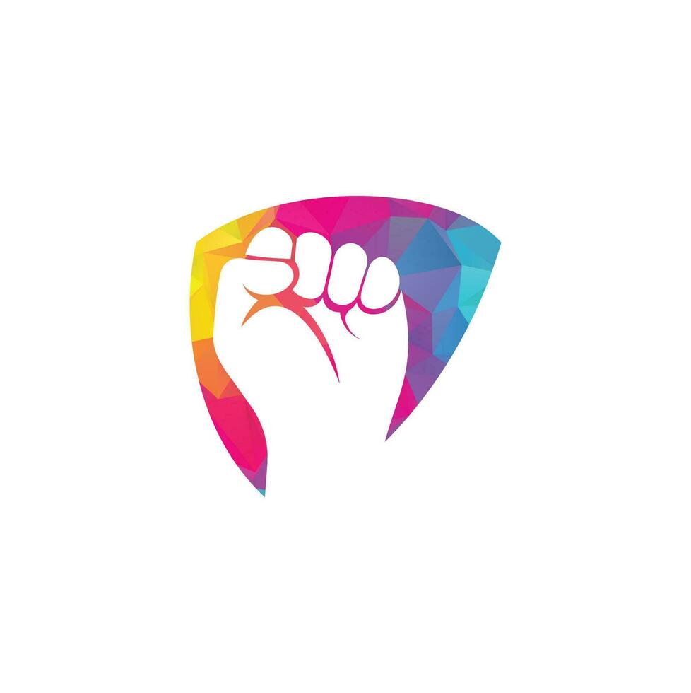 vuist hand- macht logo. protest sterk vuist verheven strijd logo vector