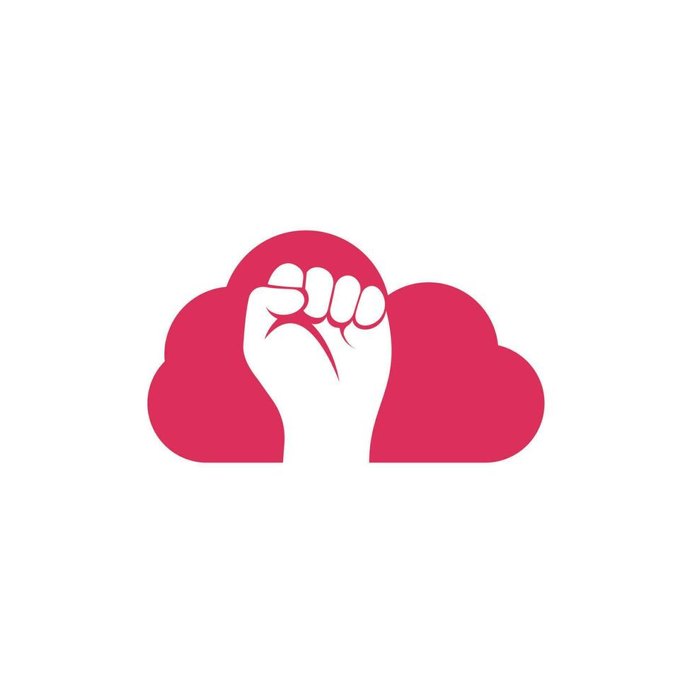 vuist hand- macht logo. vuist wolk vorm concept logo ontwerp vector