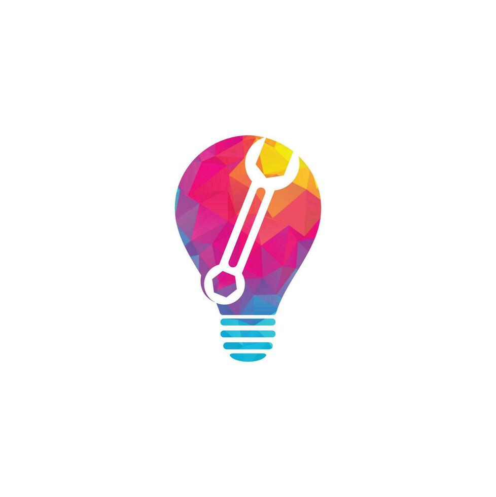 moersleutel lamp vorm concept logo ontwerp sjabloon vector. moersleutel reparatie logo icoon met swoosh grafisch element vector