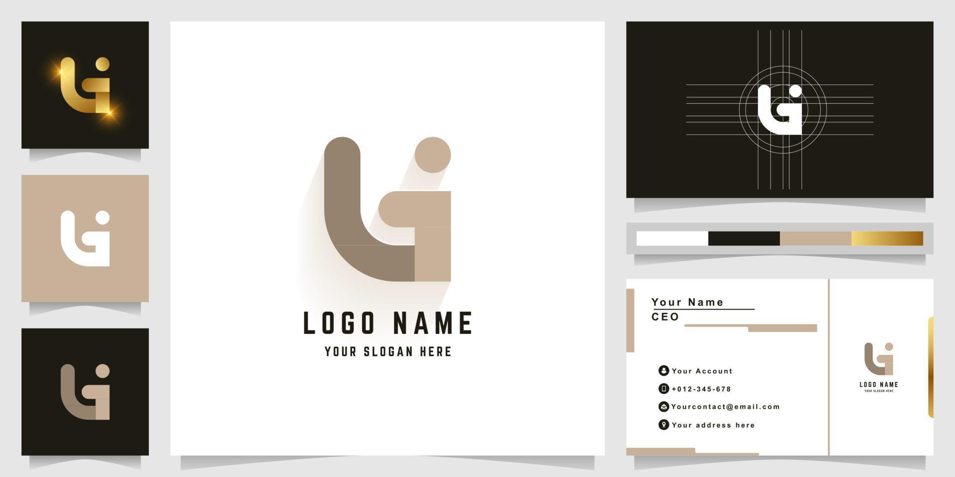 brief gi of li monogram logo met bedrijf kaart ontwerp vector