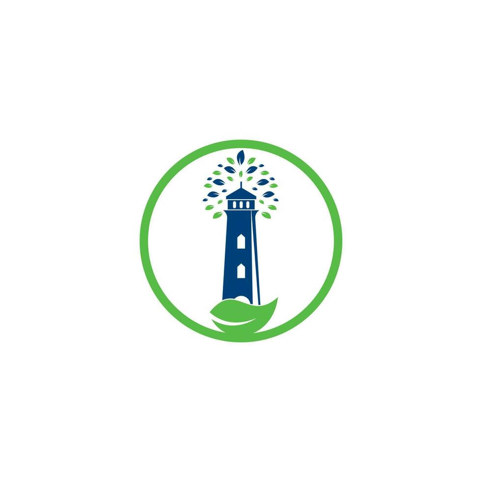 groen vuurtoren logo sjabloon ontwerp. blad en vuurtoren logo sjabloon vector