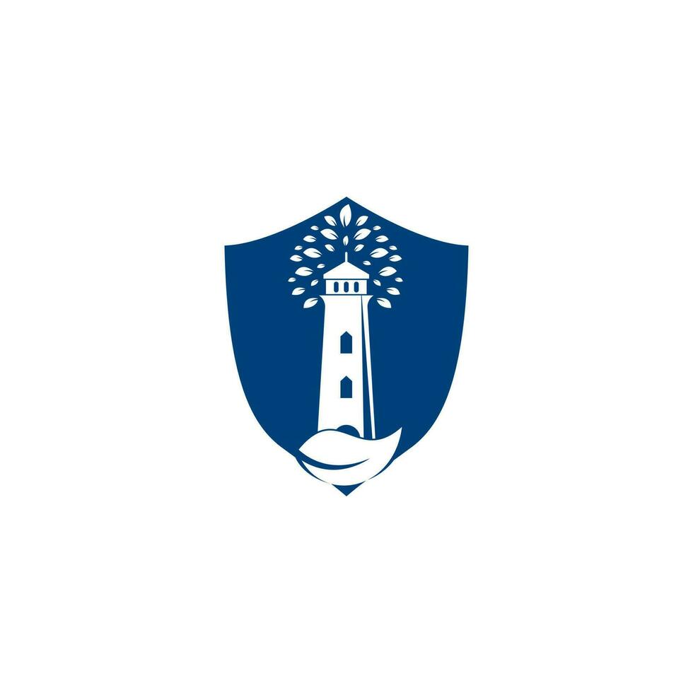 groen vuurtoren logo sjabloon ontwerp. blad en vuurtoren logo sjabloon vector