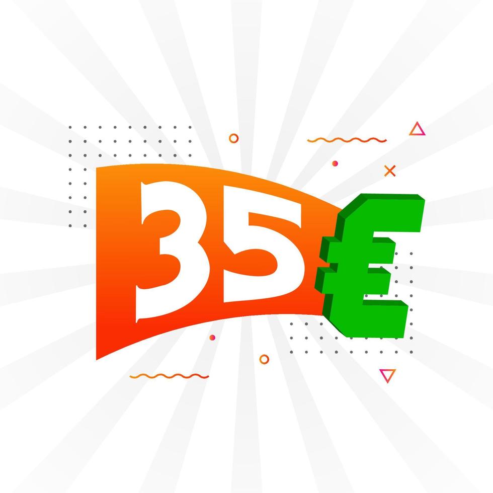 35 euro valuta vector tekst symbool. 35 euro Europese unie geld voorraad vector