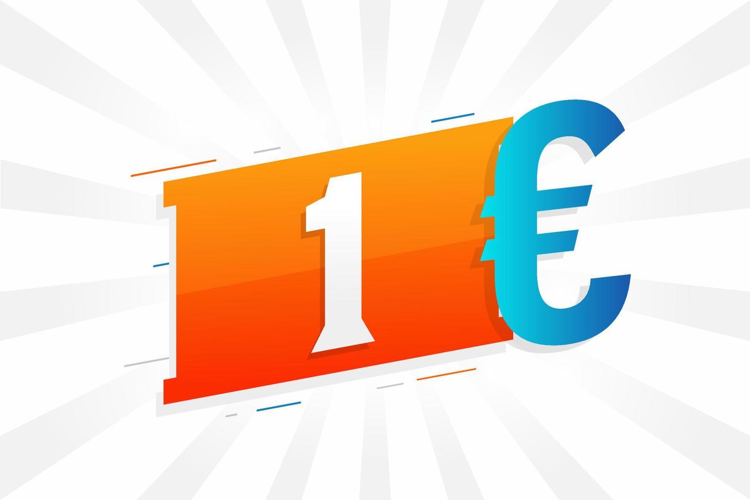 1 euro valuta vector tekst symbool. 1 euro Europese unie geld voorraad vector