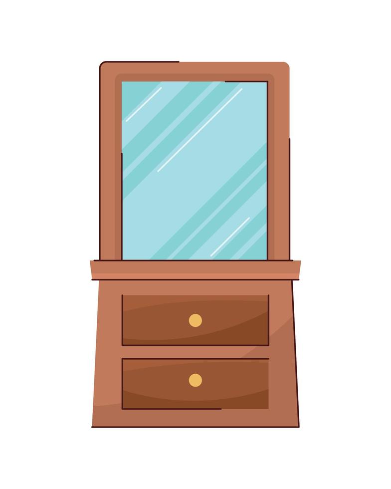 houten dressoir met spiegel vector