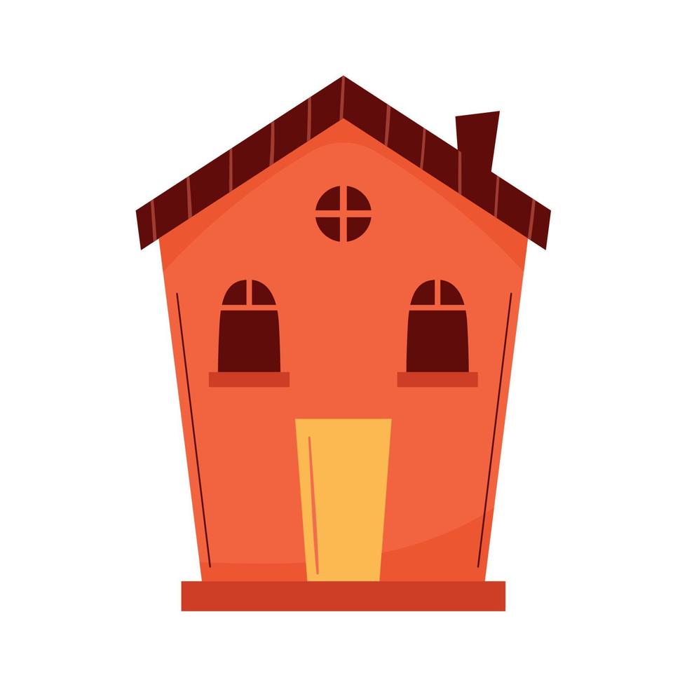 oranje huis voorkant facade vector