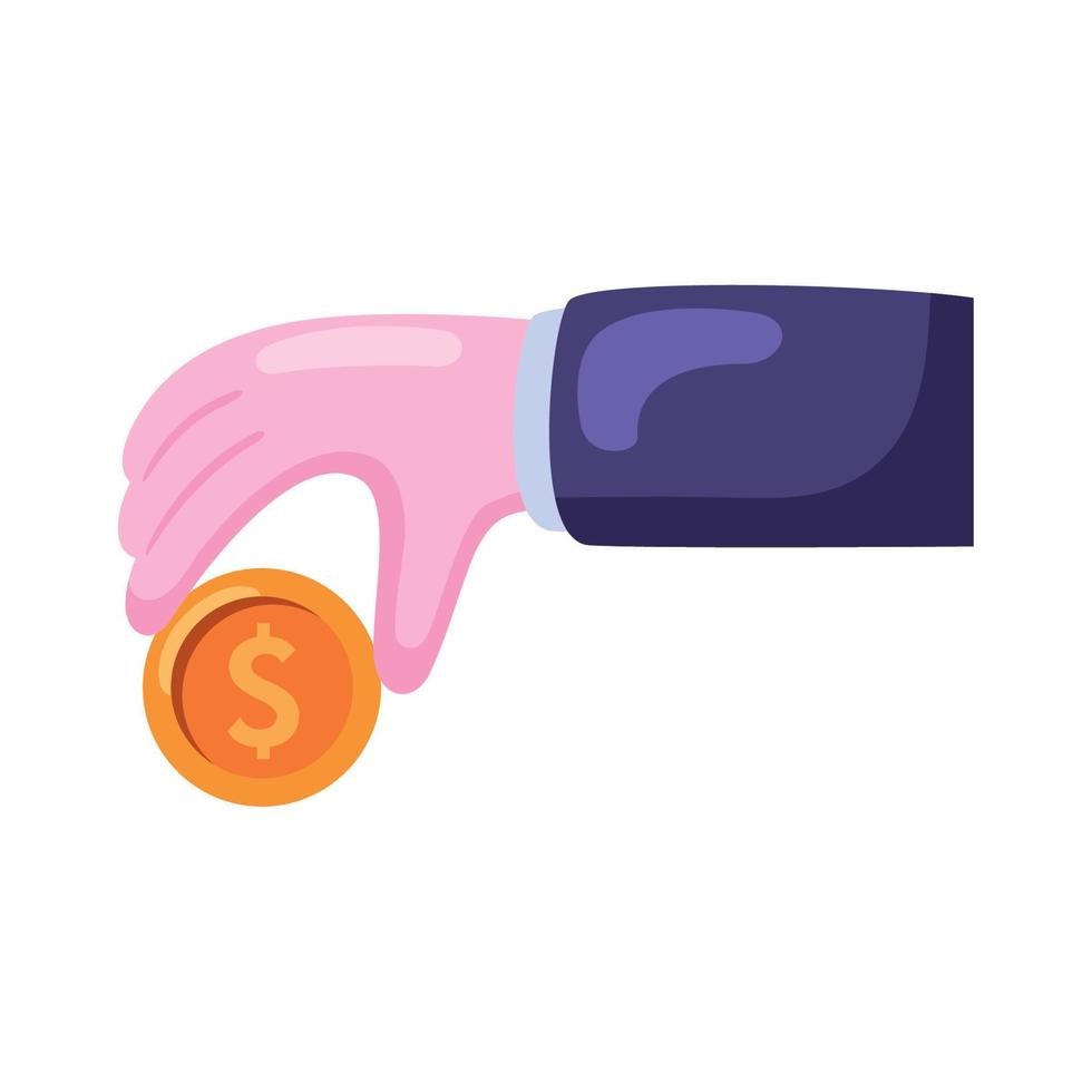 hand met munt dollar vector