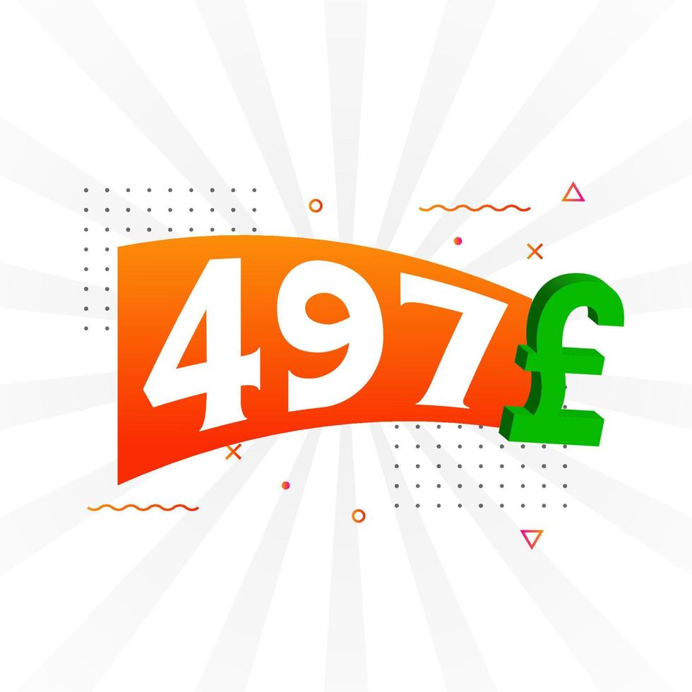 497 pond valuta vector tekst symbool. 497 Brits pond geld voorraad vector