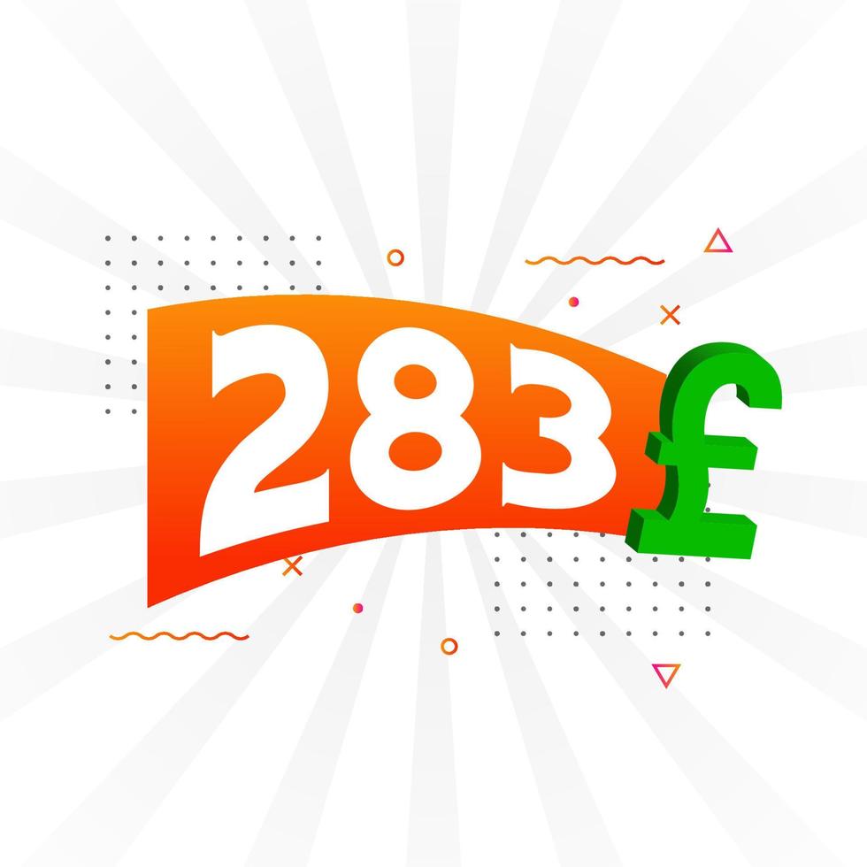 283 pond valuta vector tekst symbool. 283 Brits pond geld voorraad vector