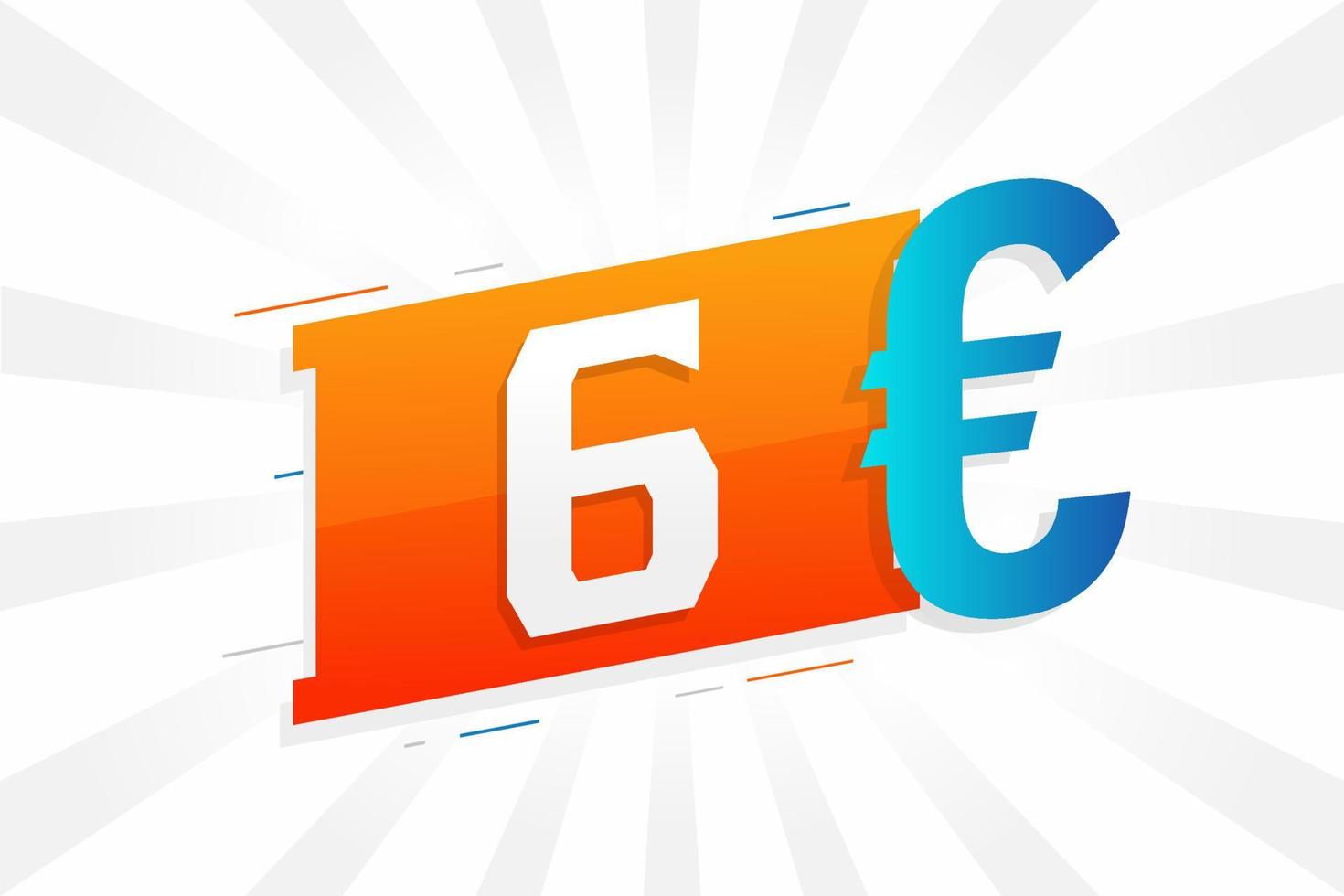 6 euro valuta vector tekst symbool. 6 euro Europese unie geld voorraad vector