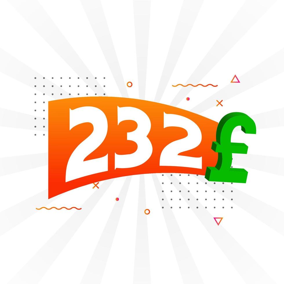 232 pond valuta vector tekst symbool. 232 Brits pond geld voorraad vector