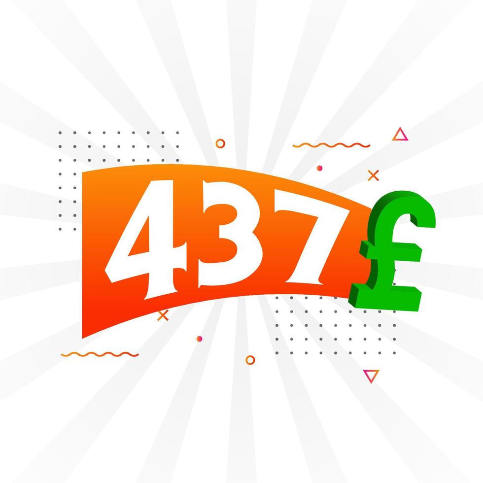 437 pond valuta vector tekst symbool. 437 Brits pond geld voorraad vector