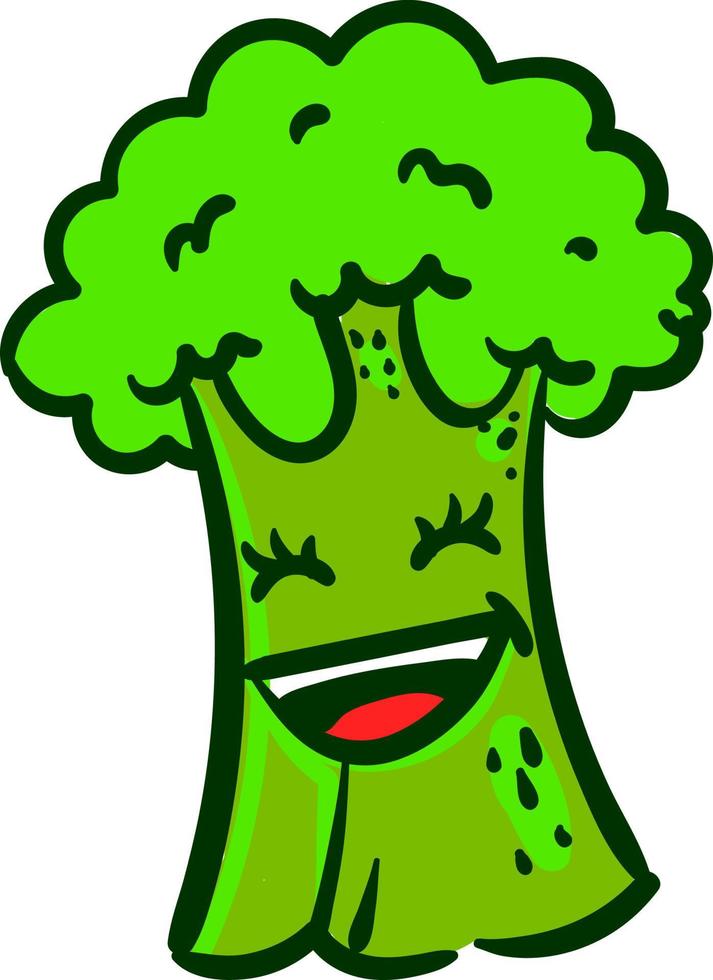 gelukkig broccoli, illustratie, vector Aan wit achtergrond