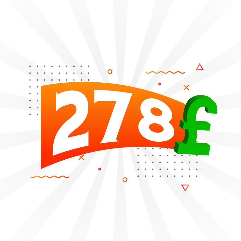 278 pond valuta vector tekst symbool. 278 Brits pond geld voorraad vector