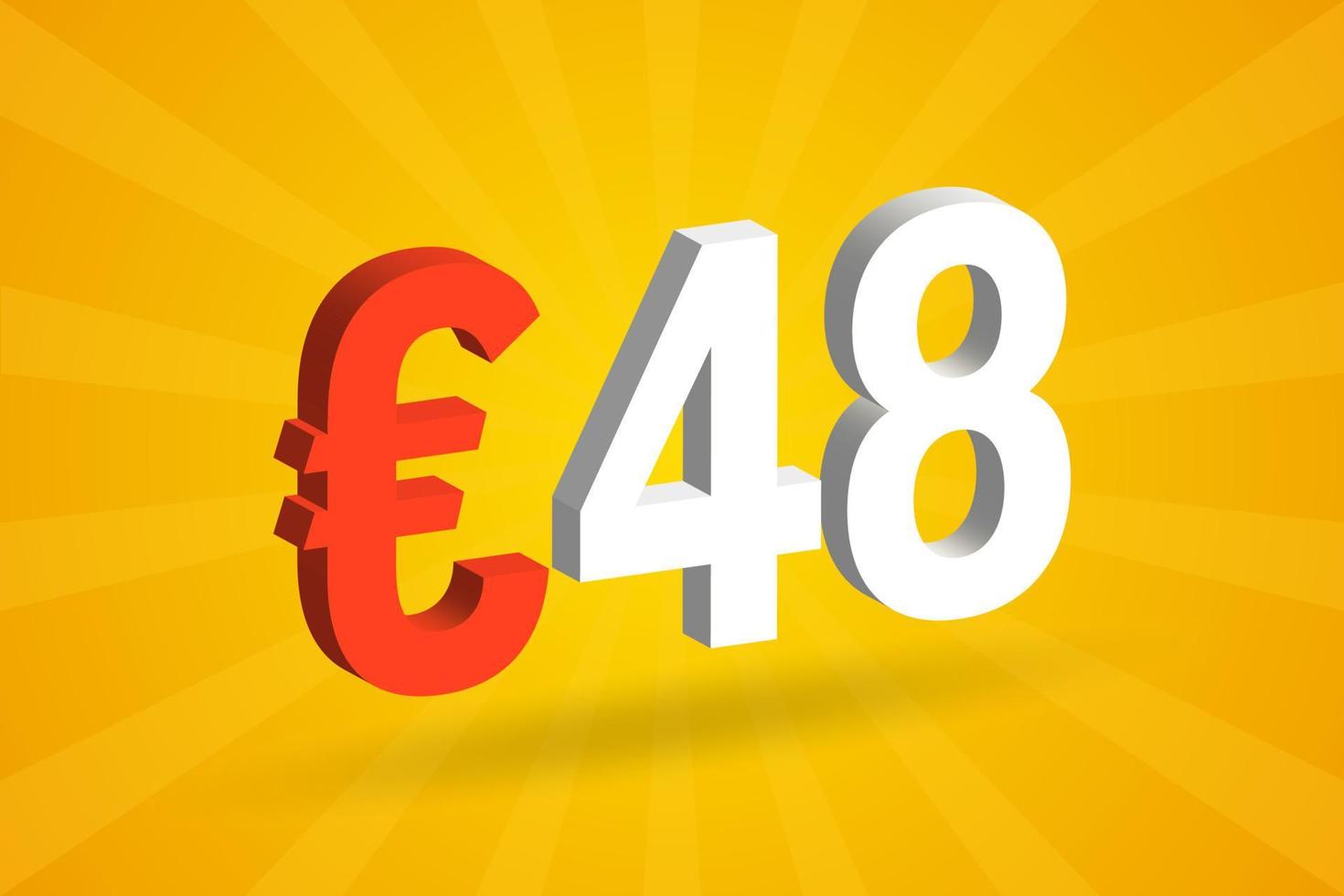 48 euro valuta 3d vector tekst symbool. 3d 48 euro Europese unie geld voorraad vector