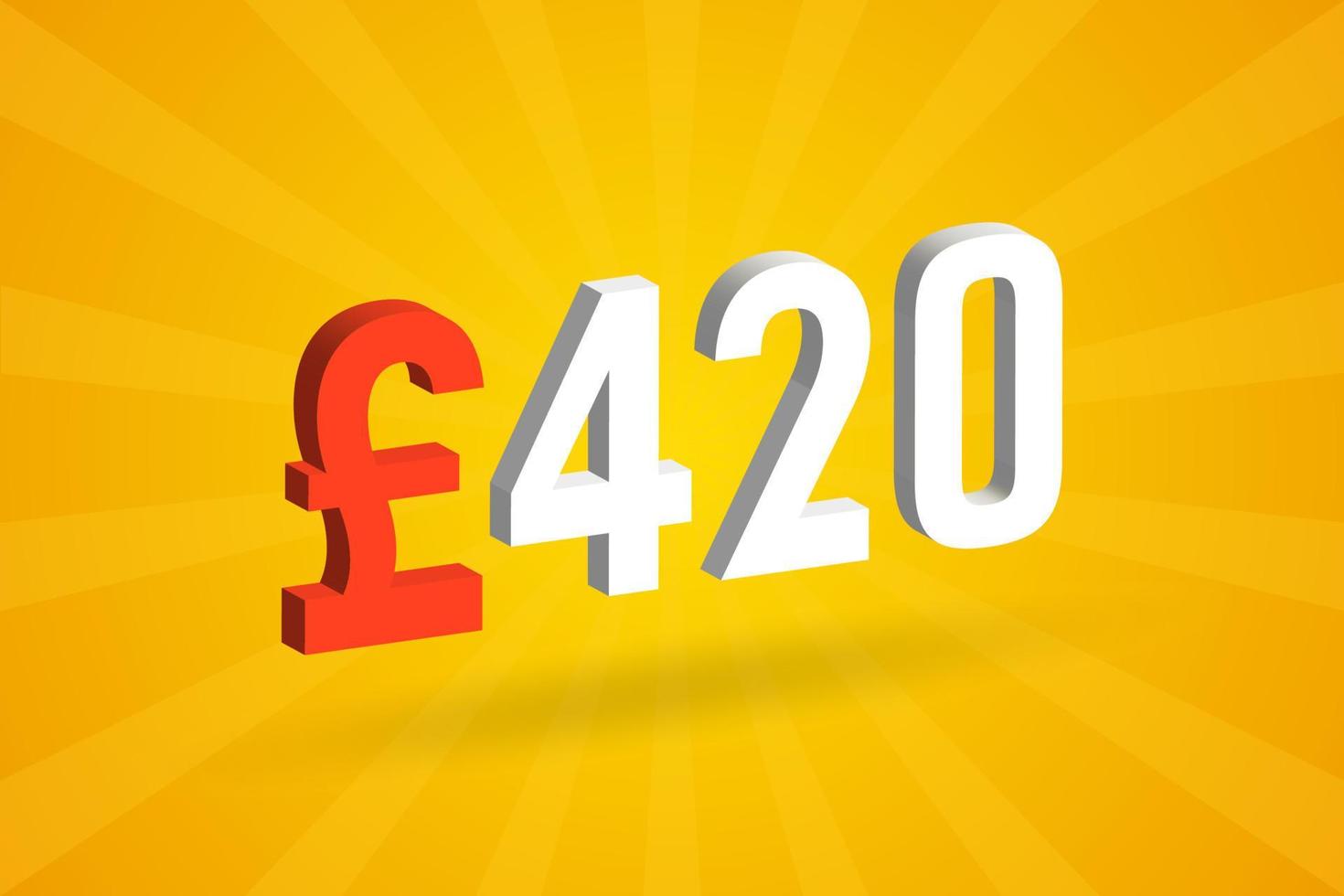 420 pond valuta 3d vector tekst symbool. 3d 420 Brits pond geld voorraad vector