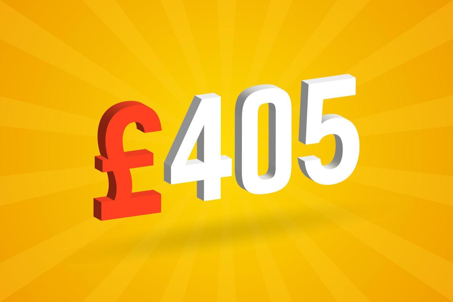 405 pond valuta 3d vector tekst symbool. 3d 405 Brits pond geld voorraad vector