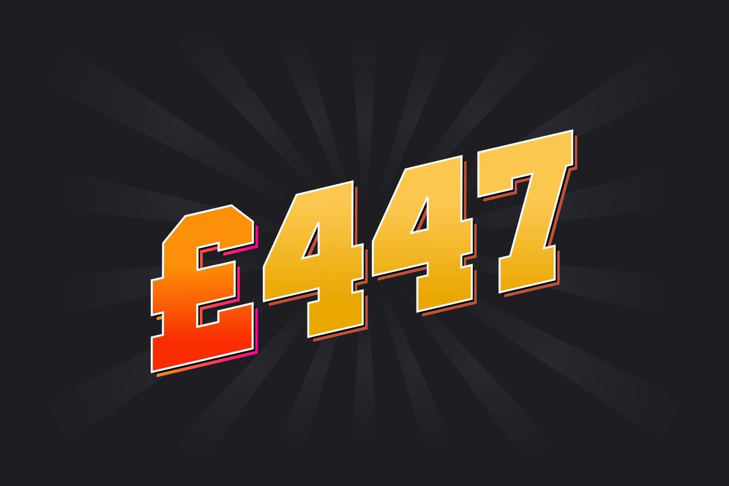 447 pond valuta vector tekst symbool. 447 Brits pond geld voorraad vector