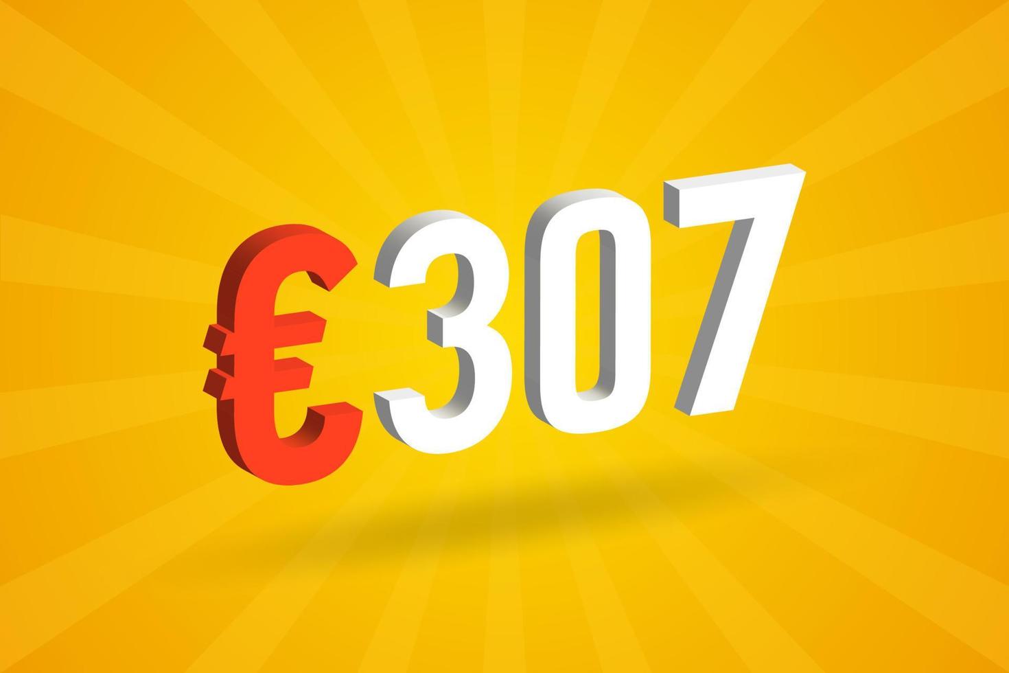 307 euro valuta 3d vector tekst symbool. 3d 307 euro Europese unie geld voorraad vector