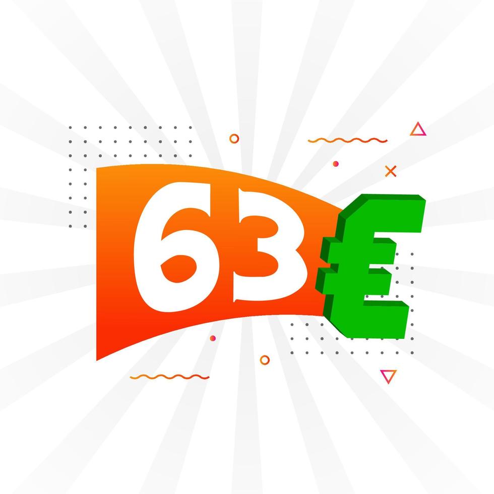 63 euro valuta vector tekst symbool. 63 euro Europese unie geld voorraad vector