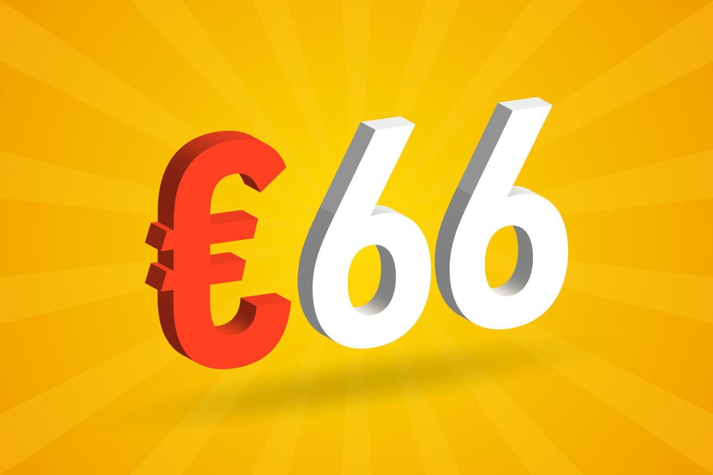 66 euro valuta 3d vector tekst symbool. 3d 66 euro Europese unie geld voorraad vector