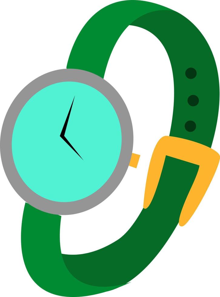 groen horloge, illustratie, vector Aan wit achtergrond.