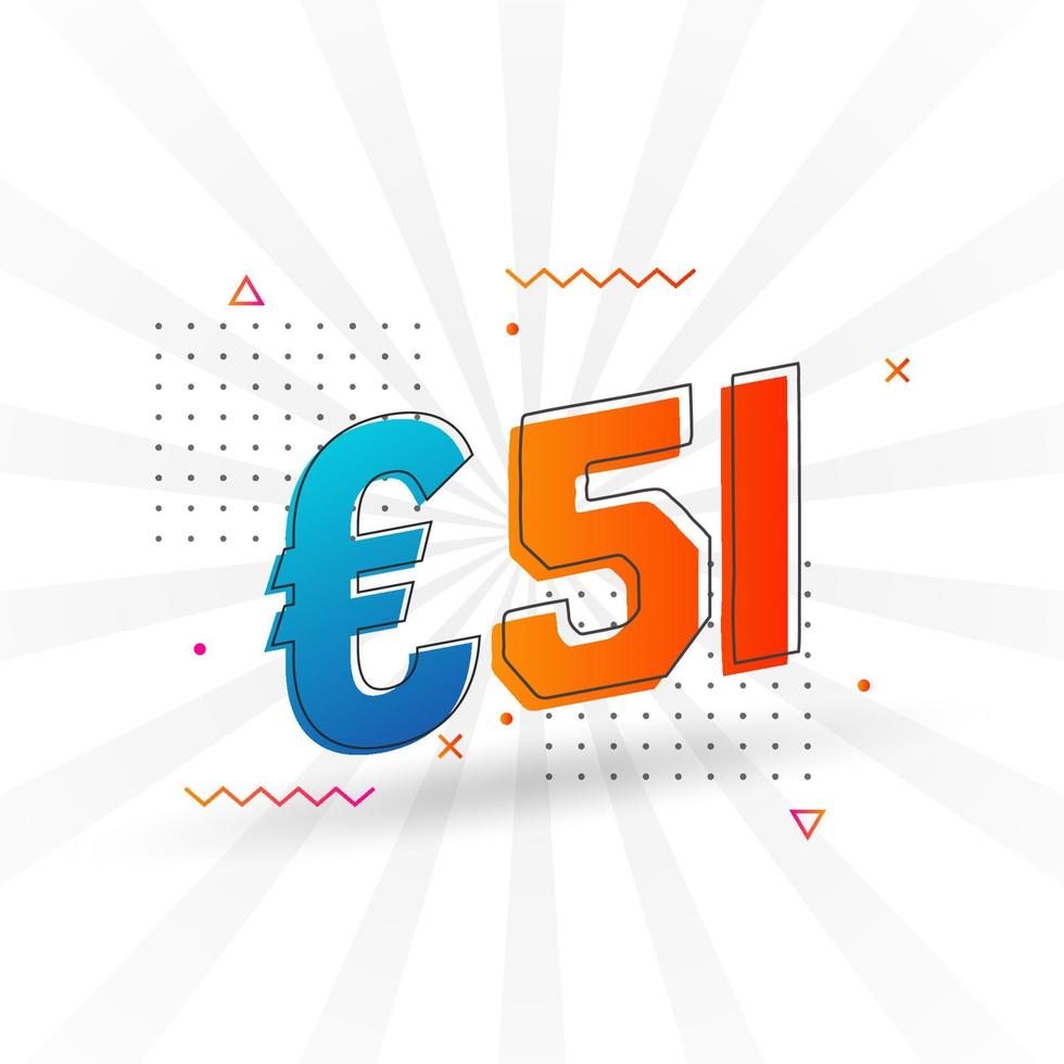 51 euro valuta vector tekst symbool. 51 euro Europese unie geld voorraad vector