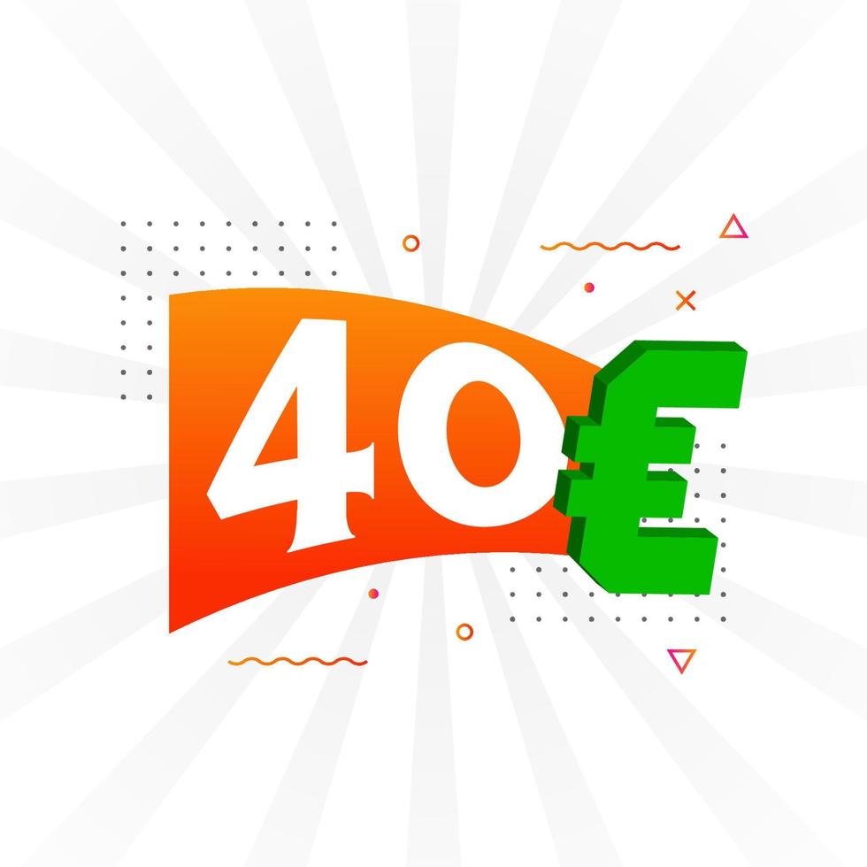 40 euro valuta vector tekst symbool. 40 euro Europese unie geld voorraad vector