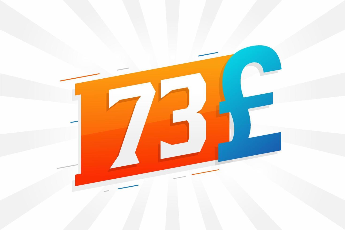 73 pond valuta vector tekst symbool. 73 Brits pond geld voorraad vector