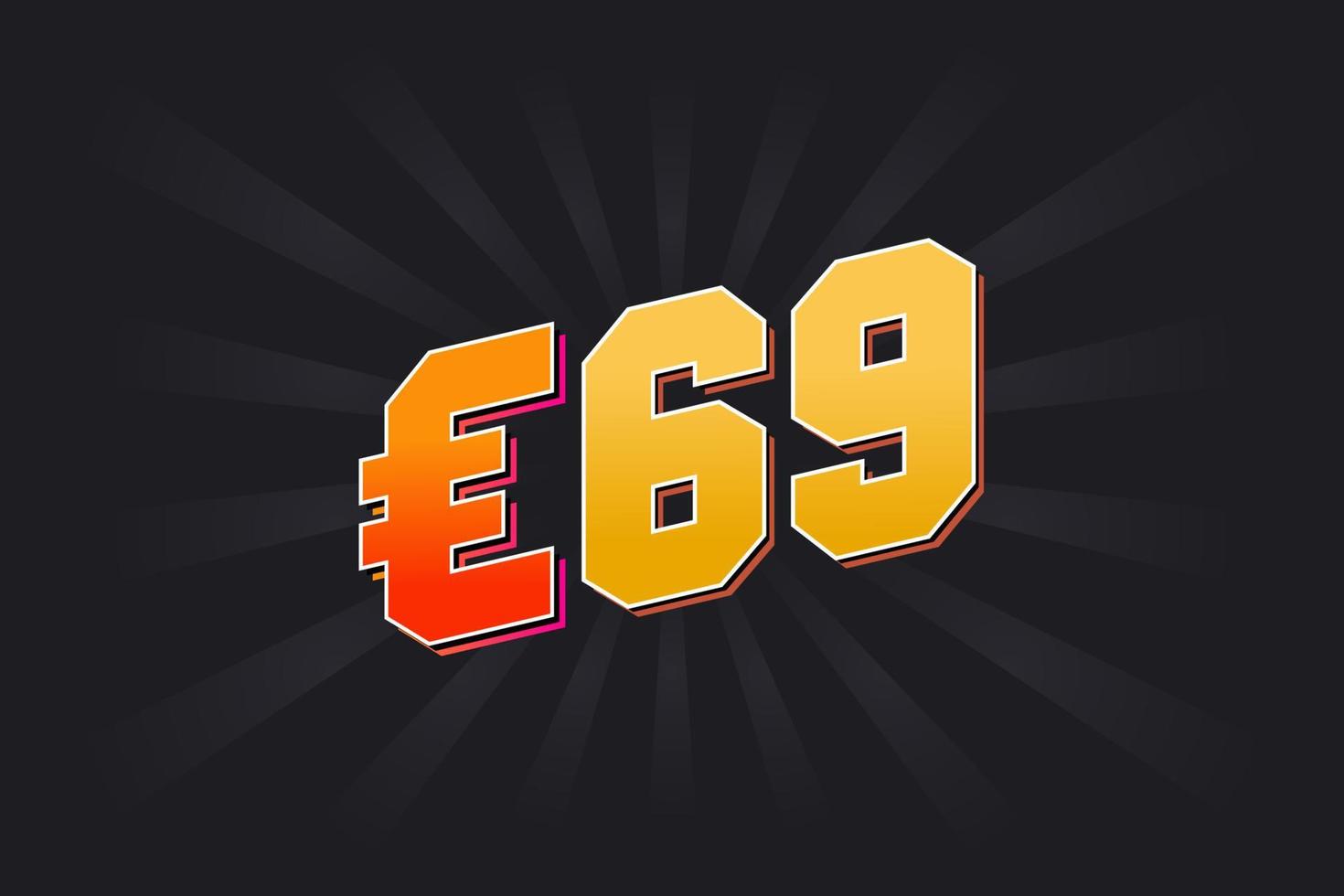 69 euro valuta vector tekst symbool. 69 euro Europese unie geld voorraad vector