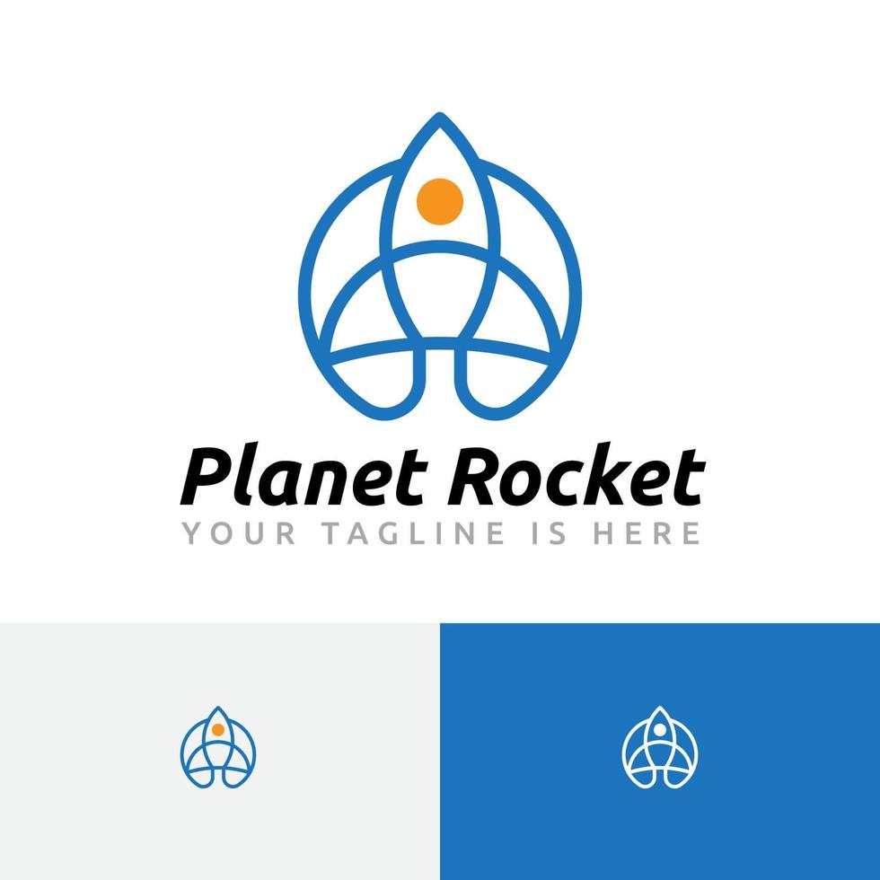 planeet raket ruimte schip ambacht ontdekkingsreiziger lijn logo vector