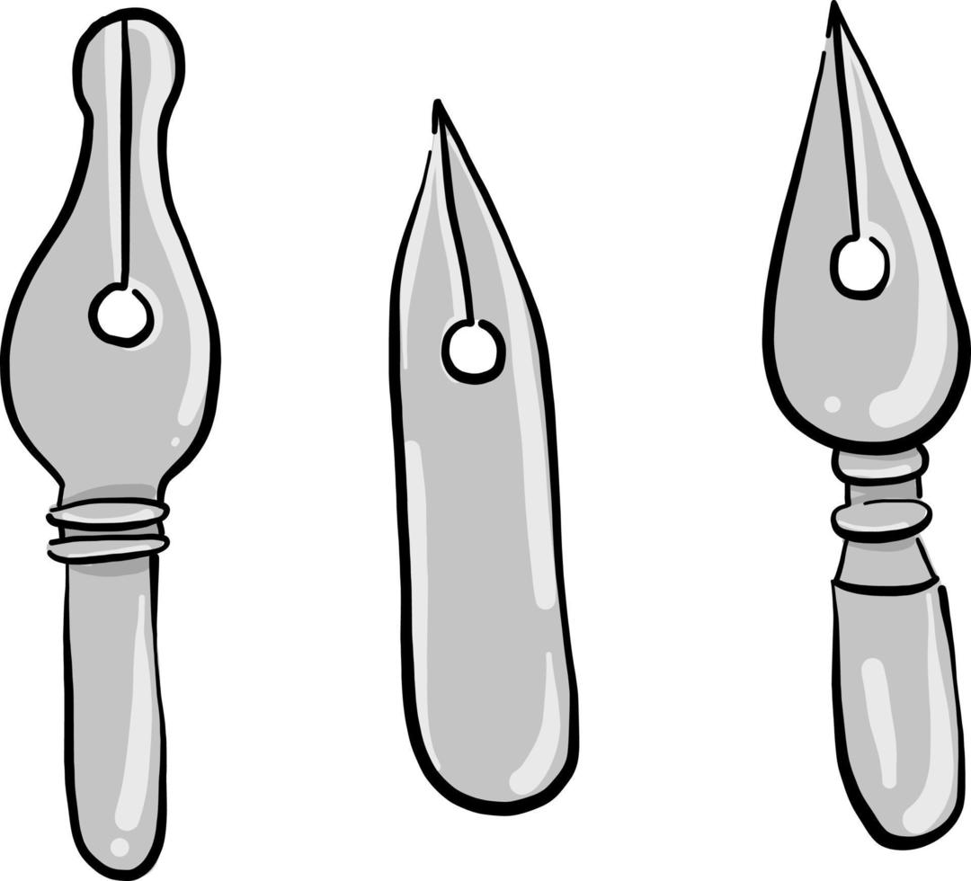 pen tips, illustratie, vector Aan wit achtergrond