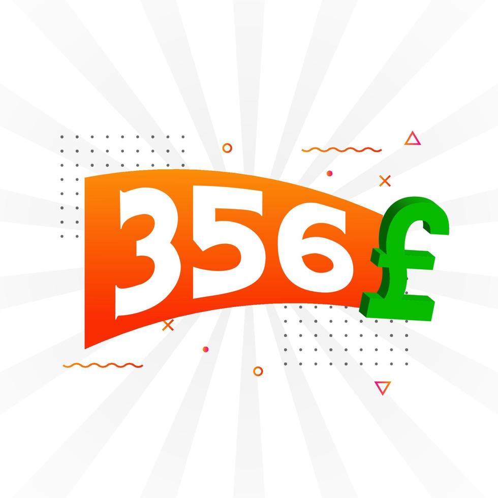 356 pond valuta vector tekst symbool. 356 Brits pond geld voorraad vector