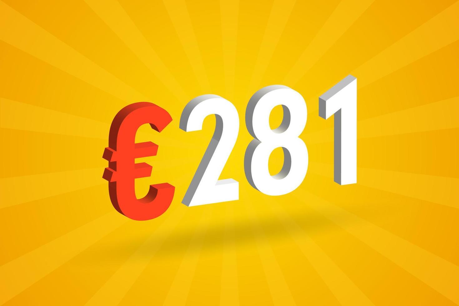 281 euro valuta 3d vector tekst symbool. 3d 281 euro Europese unie geld voorraad vector