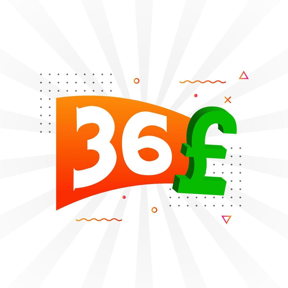 36 pond valuta vector tekst symbool. 36 Brits pond geld voorraad vector