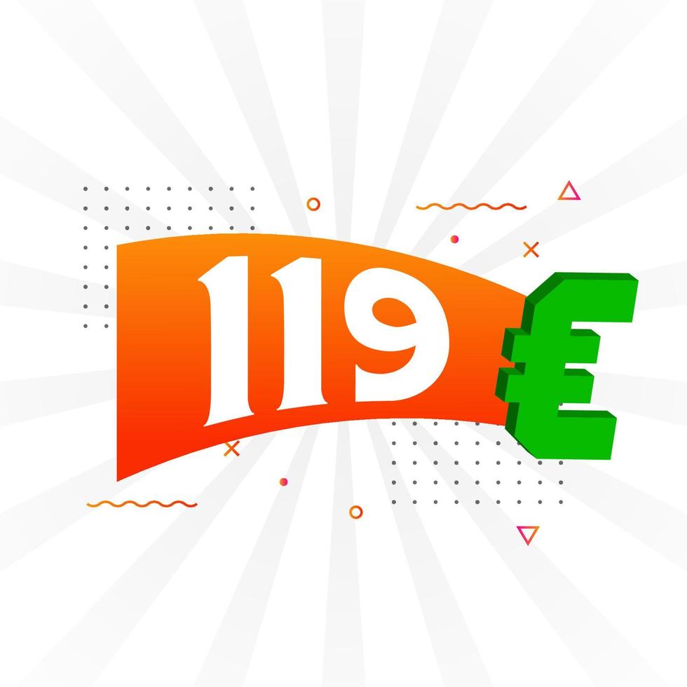 119 euro valuta vector tekst symbool. 119 euro Europese unie geld voorraad vector