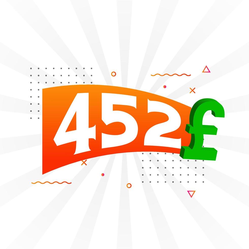 452 pond valuta vector tekst symbool. 452 Brits pond geld voorraad vector