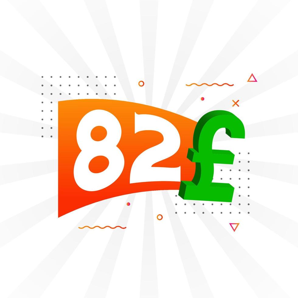 82 pond valuta vector tekst symbool. 82 Brits pond geld voorraad vector