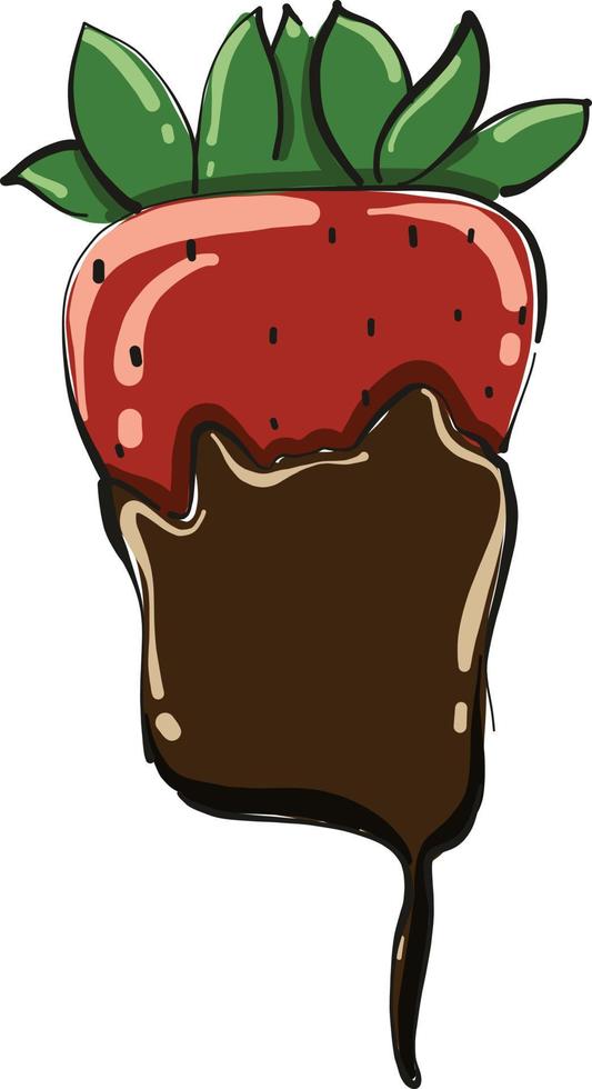 chocola en aardbei, illustratie, vector Aan wit achtergrond.