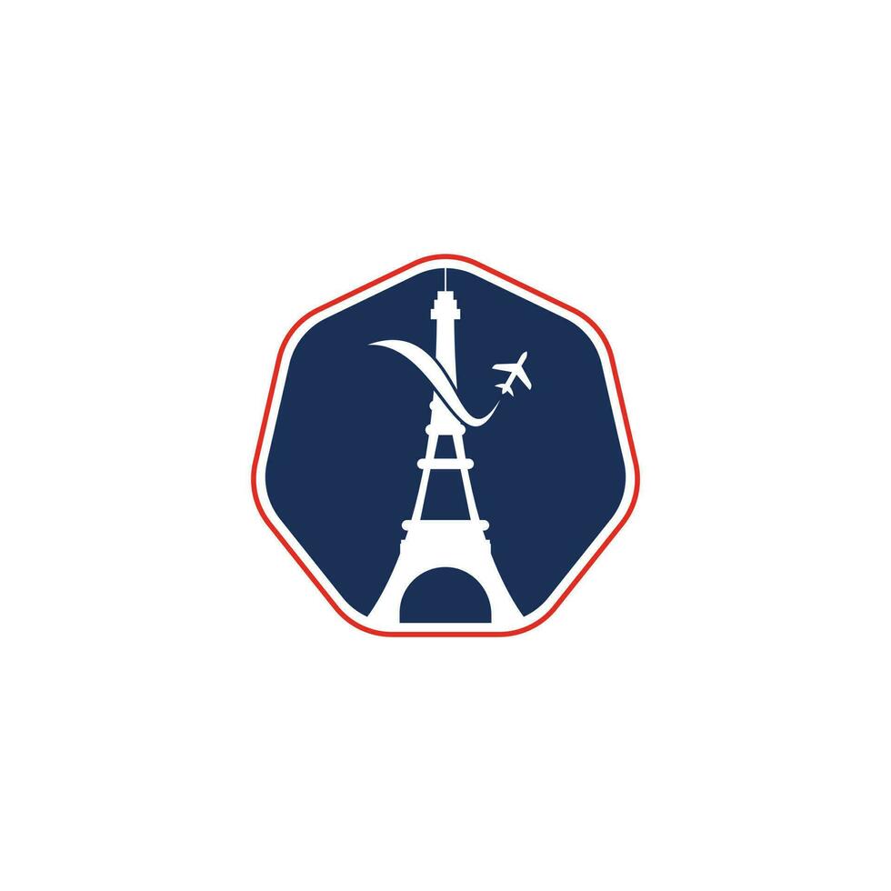 Frankrijk reizen logo. Parijs eiffel toren met vlak voor reizen logo ontwerp vector