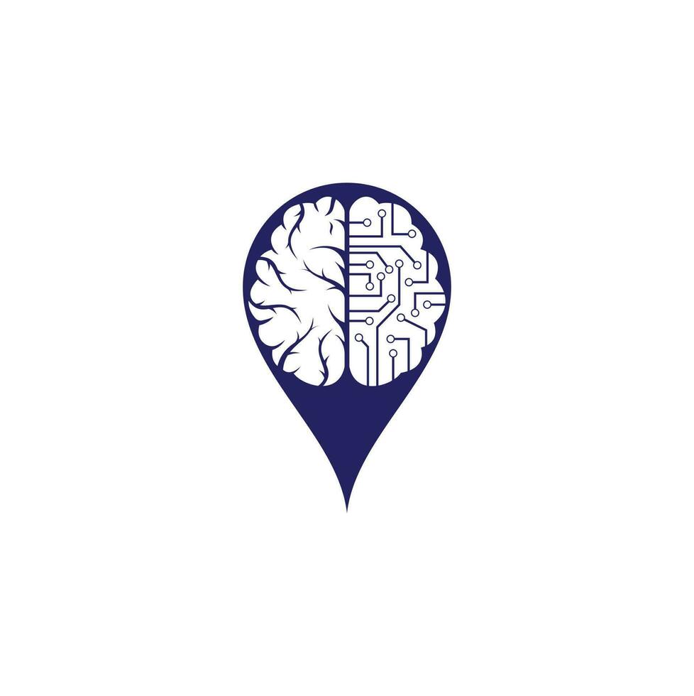 hersenen verbinding kaart pin vorm concept vorm concept logo ontwerp. digitaal hersenen logo sjabloon. vector