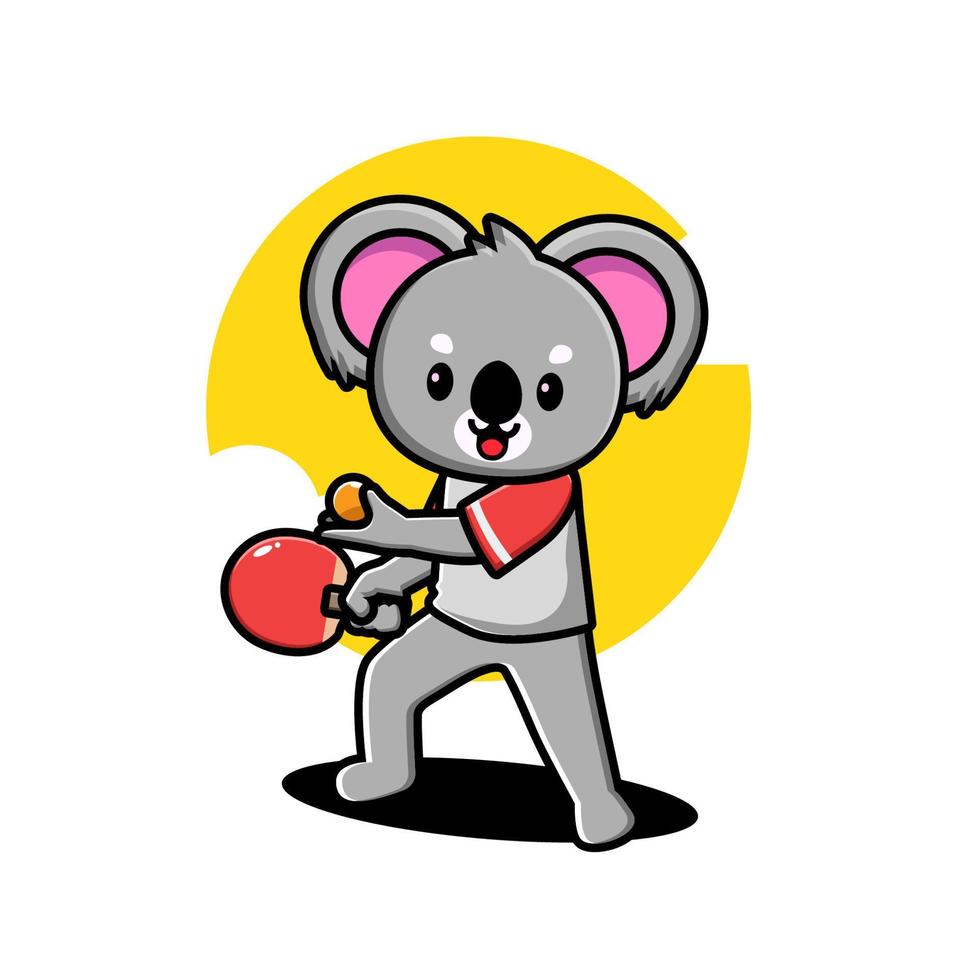 schattig koala spelen tafel tennis vector