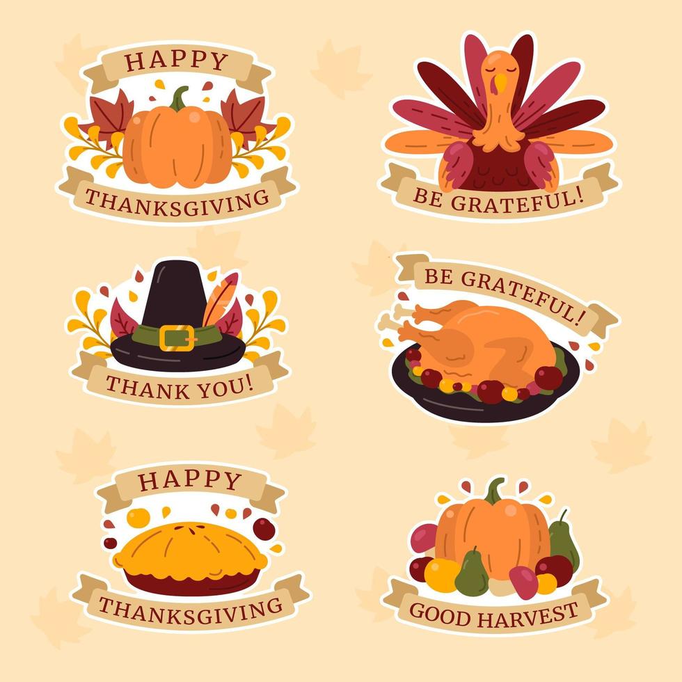 feestelijke thanksgiving stickerset vector